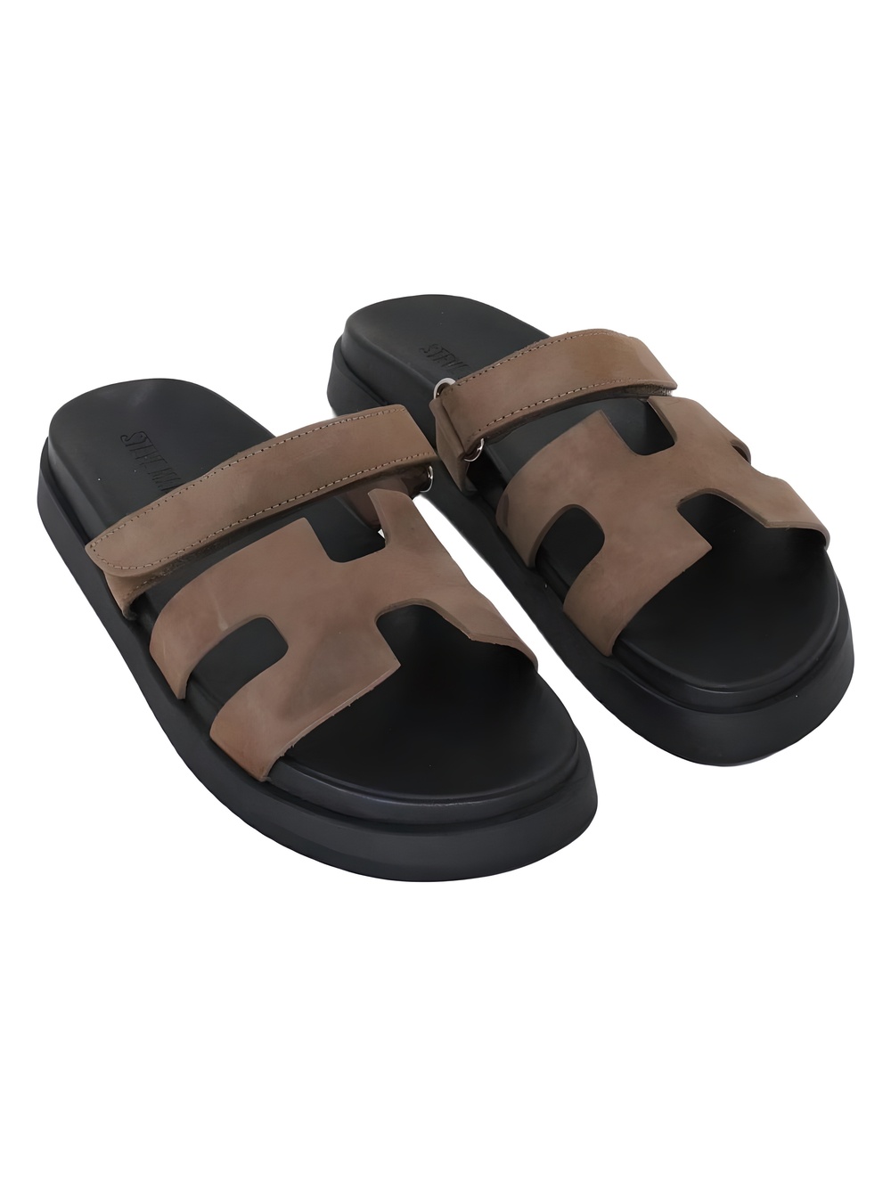 Steve Madden Mayvn H-Strap Platform Sandals Tan Nubuck Size 7.5M